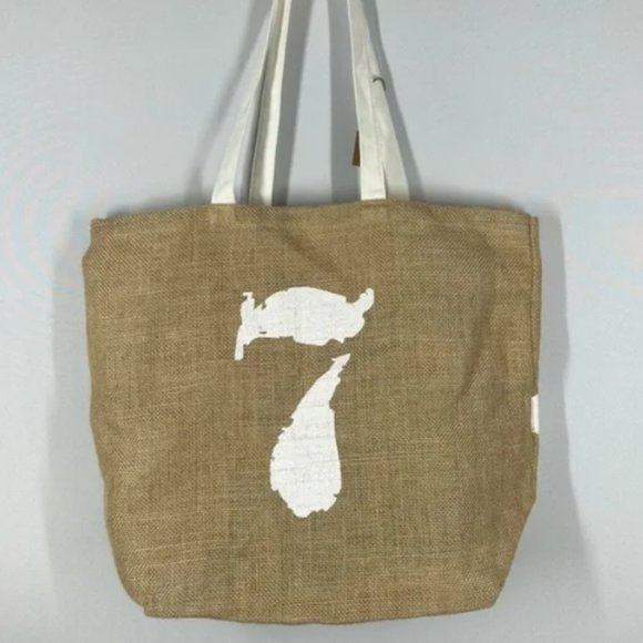 FEED X CLARINS Tote Tan Natural Burlap - Picture 3 of 3